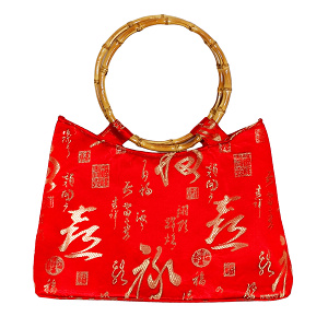 Tasche aus Seide mit Bambushenkel, Handtaschen, Asiatisch, 6630